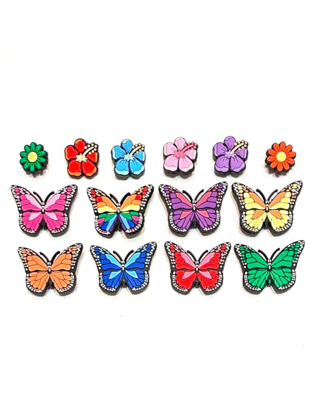 BUTTERFLY SHOE CHARM COLLECTION (Pack of 14) Fits Both Shoelaces and Clogs